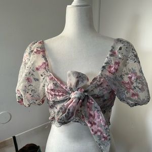 Mesh embroidered top